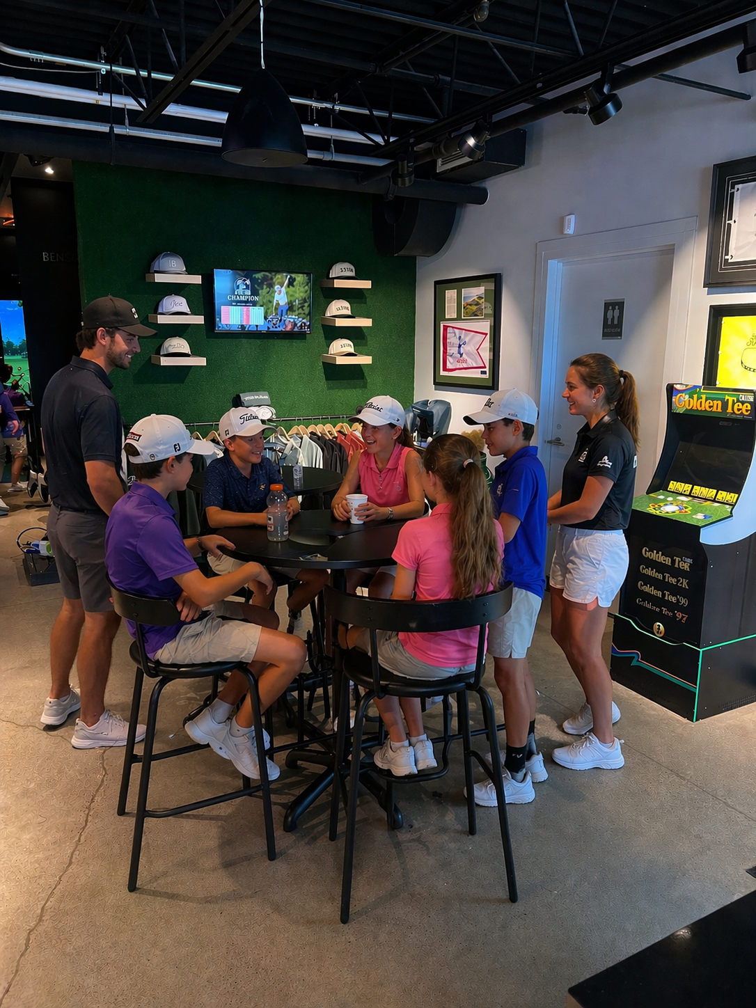 Safe and supervised indoor golf camp environment